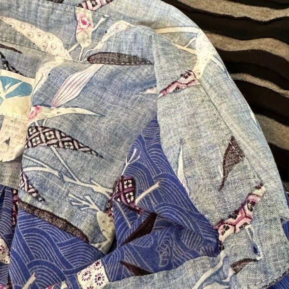 Vintage Hawaiian Reverse Print Tunic Shirt Womens Small Pacific Coast Blue Pink - Picture 9 of 10